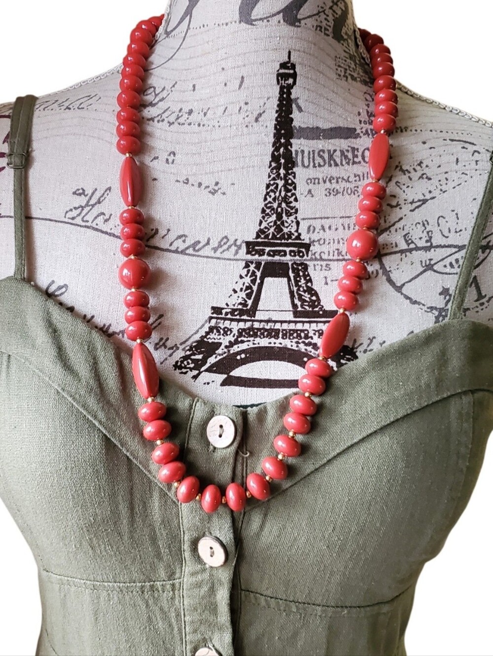 Vtg. Mid-century Faux Corals Costume Necklace